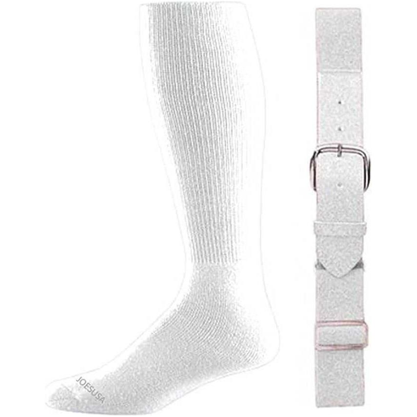Baseball Socks & Belt Combo Set Bulk Packs of 3, 6, or 12 3 White