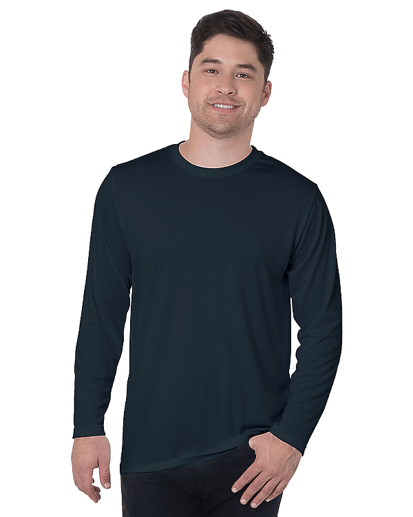 Bayside 5360 Unisex USA - Made Performance Long Sleeve T-Shirt Navy S Long Sleeve T-Shirts
