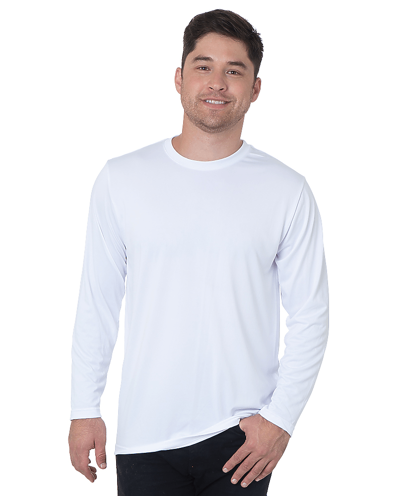 Bayside 5360 Unisex USA - Made Performance Long Sleeve T-Shirt White S Long Sleeve T-Shirts