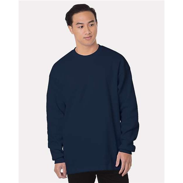 Bayside Men's USA - Made Heavyweight Waffle Knit Thermal - Bayside 8205 Navy S