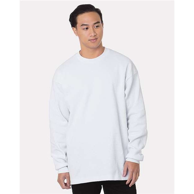 Bayside Men's USA - Made Heavyweight Waffle Knit Thermal - Bayside 8205 White S