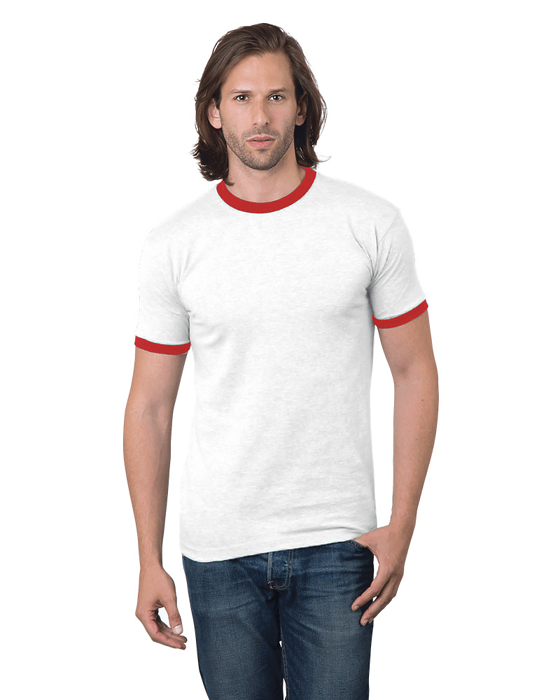 Bayside Men's USA - Made Ringer T-Shirt - Bayside 1800 White/ Red S Short Sleeve T-Shirts