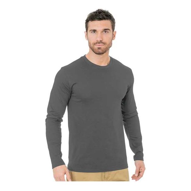 Bayside Unisex Fine Jersey Long Sleeve T-Shirt - Bayside 9550 Charcoal S Long Sleeve T-Shirts