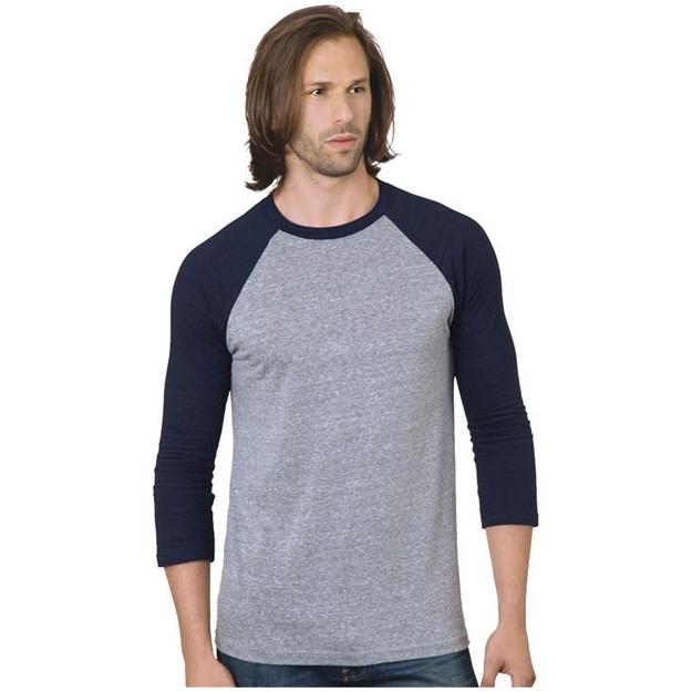 Bayside Unisex Triblend Three - Quarter Sleeve Raglan T-Shirt - Bayside 9525 White/ Royal XS Short Sleeve T-Shirts