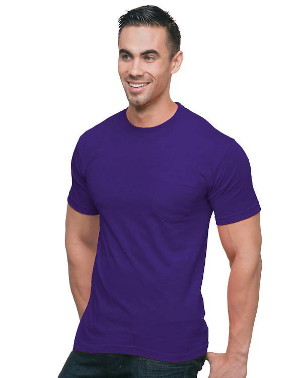Bayside Unisex Union - Made Pocket T-Shirt - Bayside 3015 Purple S Short Sleeve T-Shirts