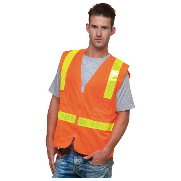 Bayside Unisex USA - Made ANSI Solid Surveyor's Vest Class 2 - Bayside 3786 Orange M