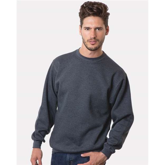 Bayside Unisex USA - Made Crewneck Sweatshirt - Charcoal Heather - Bayside 1102 Charcoal Heather S Crewneck Sweatshirts