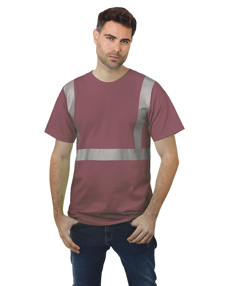 Bayside Unisex USA - Made Hi - Visibility Comfort Trim T-Shirt - Clay - Bayside 3700 Clay S Short Sleeve T-Shirts