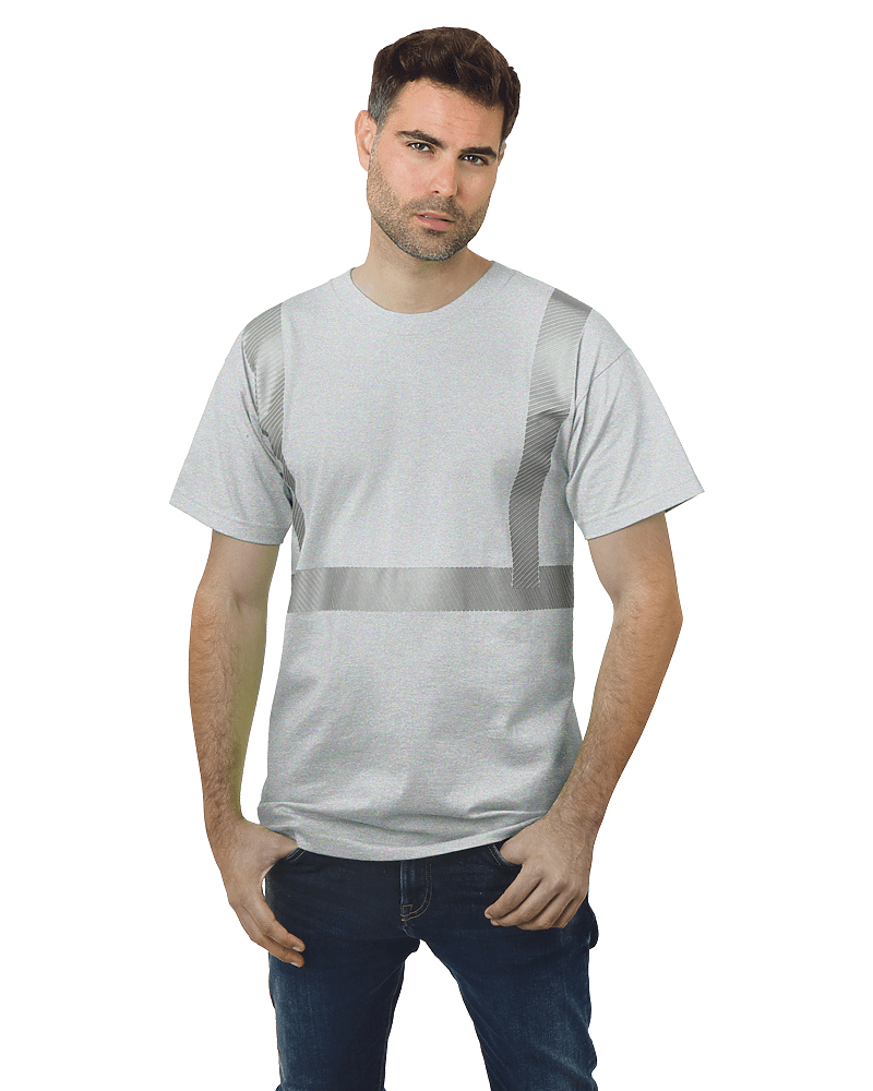 Bayside Unisex USA - Made Hi - Visibility Comfort Trim T-Shirt - Dark Ash - Bayside 3700 Dark Ash S Short Sleeve T-Shirts