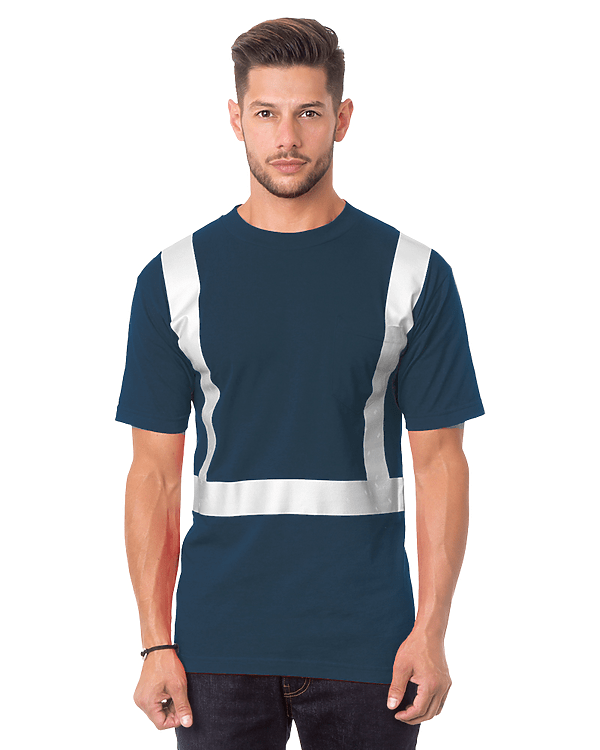 Bayside Unisex USA - Made High Visibility Pocket T-Shirt - Navy - Bayside 3771 Navy S Short Sleeve T-Shirts