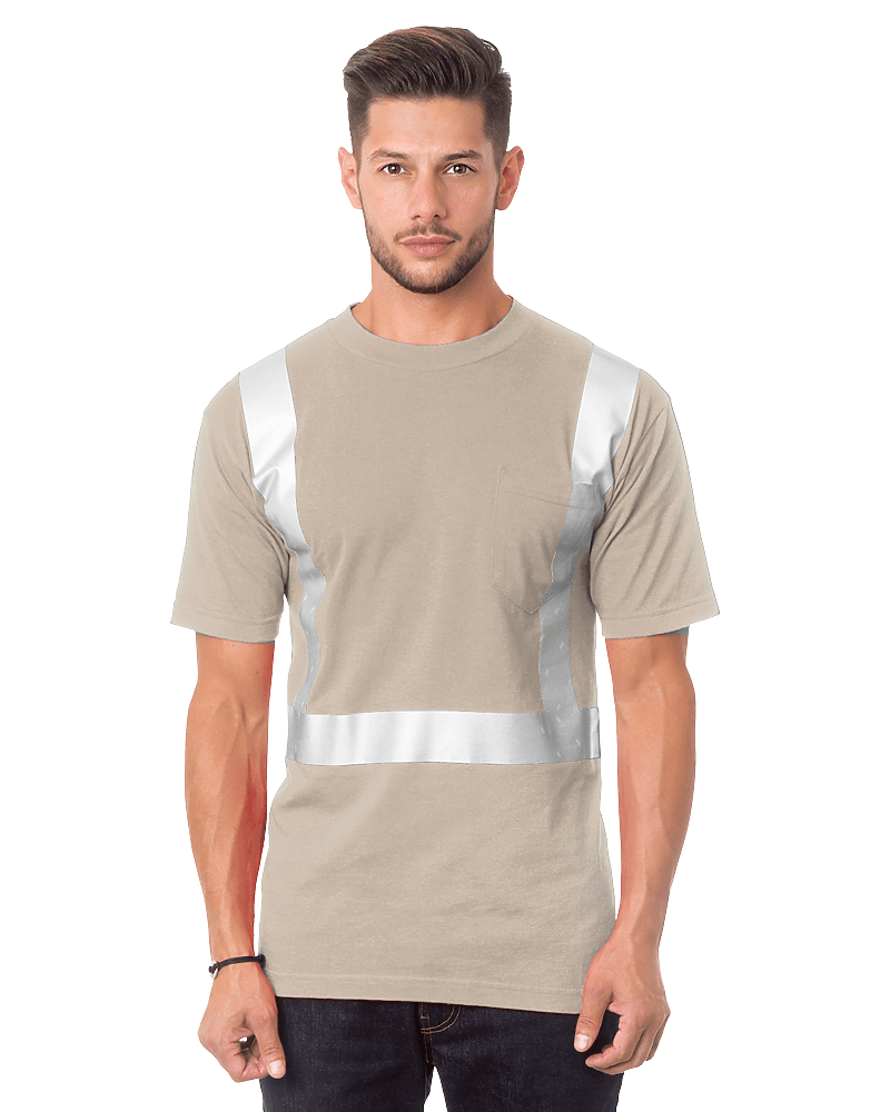 Bayside Unisex USA - Made High Visibility Pocket T-Shirt - Sand - Bayside 3771 Sand S Short Sleeve T-Shirts