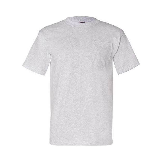 Bayside Unisex USA - Made Pocket T-Shirt - Bayside 7100 Ash S Short Sleeve T-Shirts