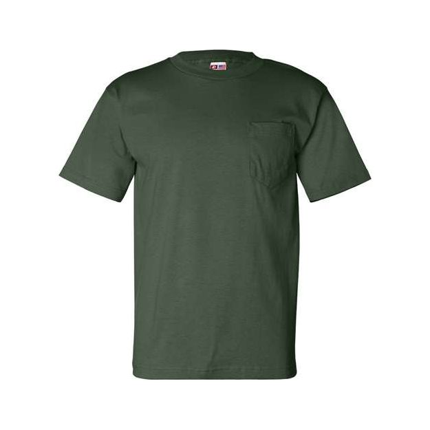 Bayside Unisex USA - Made Pocket T-Shirt - Bayside 7100 Forest Green S Short Sleeve T-Shirts