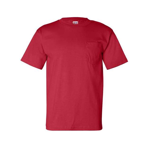 Bayside Unisex USA - Made Pocket T-Shirt - Bayside 7100 Red S Short Sleeve T-Shirts