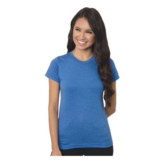 Bayside Women's USA - Made Fine Jersey T-Shirt - Bayside 4990 Heather Royal S Short Sleeve T-Shirts