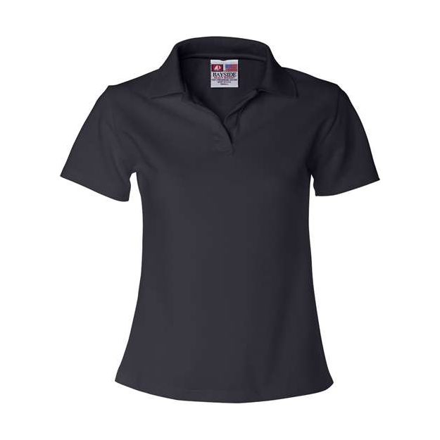 Bayside Women's USA - Made V - Neck Polo - Bayside 1050 Navy XS