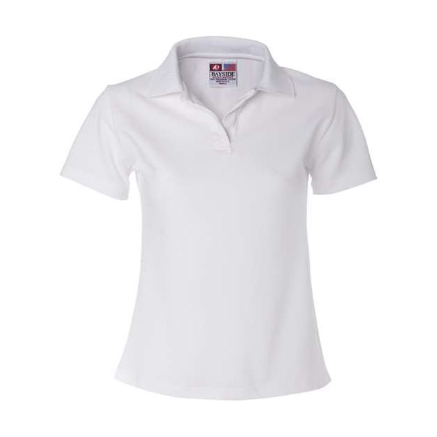 Bayside Women's USA - Made V - Neck Polo - Bayside 1050 White XS