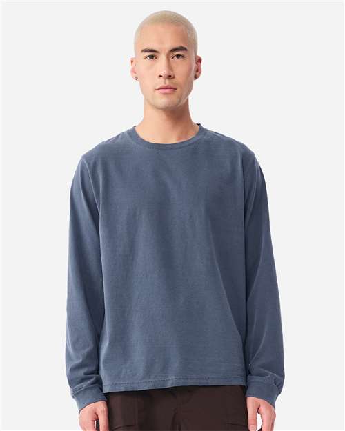 BELLA + CANVAS Unisex Heavyweight Garment - Dyed Long Sleeve Tee - BELLA + CANVAS 4851GD Washed Navy XS Long Sleeve T-Shirts