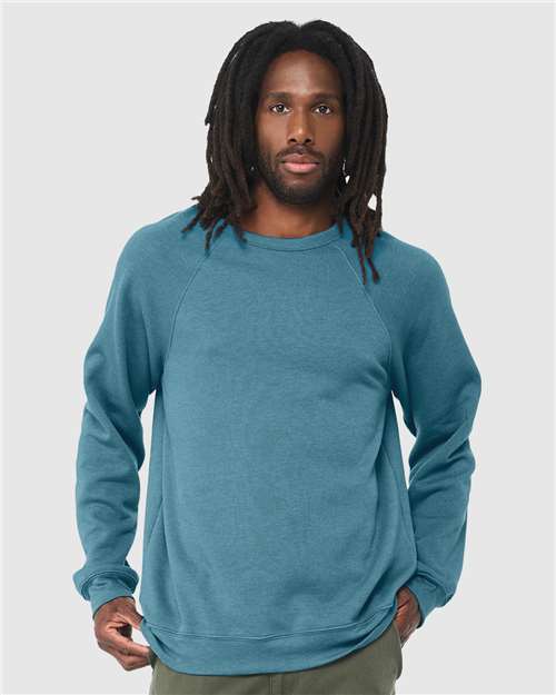 BELLA + CANVAS Unisex Sponge Fleece Raglan Crewneck Sweatshirt - BELLA + CANVAS 3901 Heather Deep Teal XS Crewneck Sweatshirts