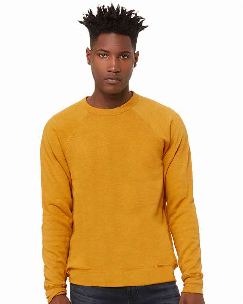 BELLA + CANVAS Unisex Sponge Fleece Raglan Crewneck Sweatshirt - BELLA + CANVAS 3901 Heather Mustard XS Crewneck Sweatshirts