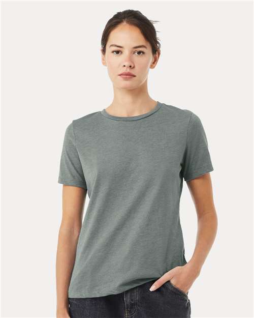 BELLA + CANVAS Women’s Relaxed Fit Heather CVC Tee - BELLA + CANVAS 6400CVC Heather Blue Storm S Short Sleeve T-Shirts