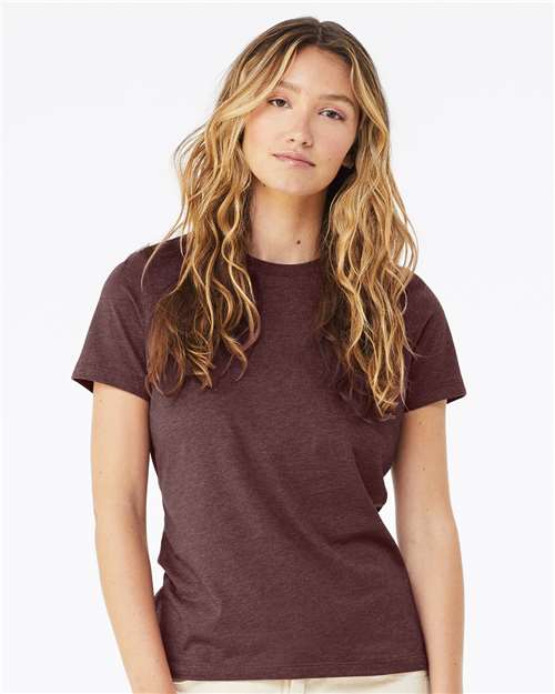 BELLA + CANVAS Women’s Relaxed Fit Heather CVC Tee - BELLA + CANVAS 6400CVC Heather Maroon S Short Sleeve T-Shirts