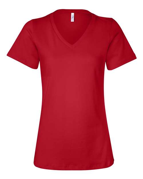 BELLA + CANVAS Women’s Relaxed Jersey V - Neck Tee - BELLA + CANVAS 6405 Red S Short Sleeve T-Shirts