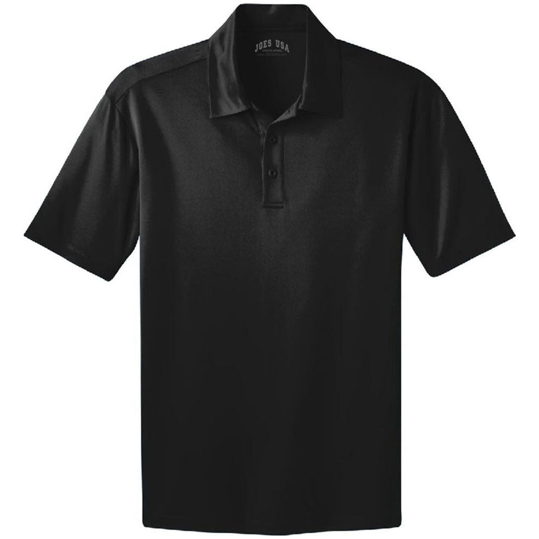 Joe's USA Men's Silk Touch Performance Polo XS- 6XL - Black Polos/Knits Joe's USA Black Small