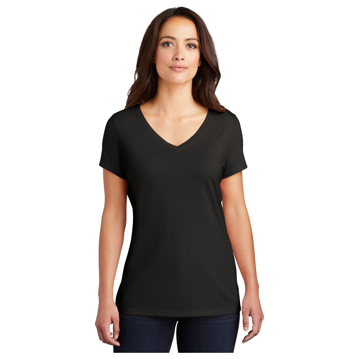 District® Women’s Perfect Tri® V-Neck Tee DM1350L - Black Women's District Black X-Small