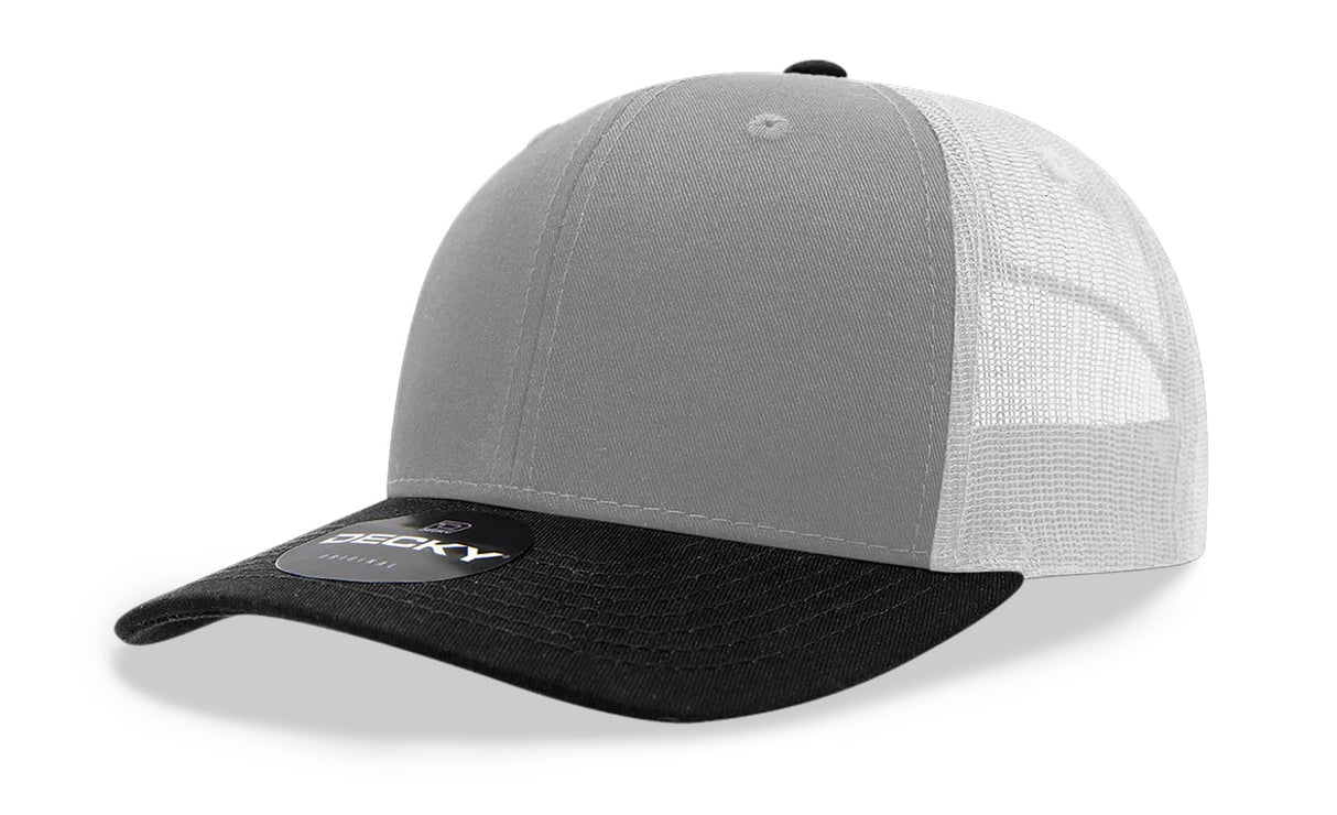 Decky 6 Panel Mid Profile Structured Cotton Blend Trucker | Decky 6021