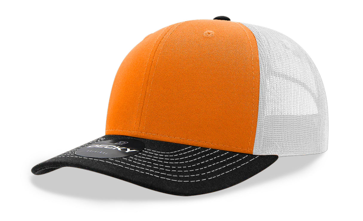Decky 6 Panel Mid Profile Structured Cotton Blend Trucker | Decky 6021