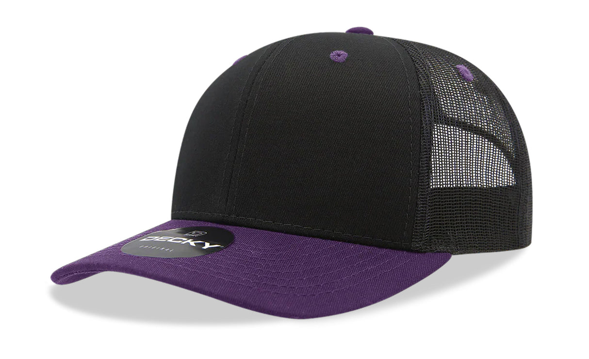 Decky 6 Panel Mid Profile Structured Cotton Blend Trucker | Decky 6021
