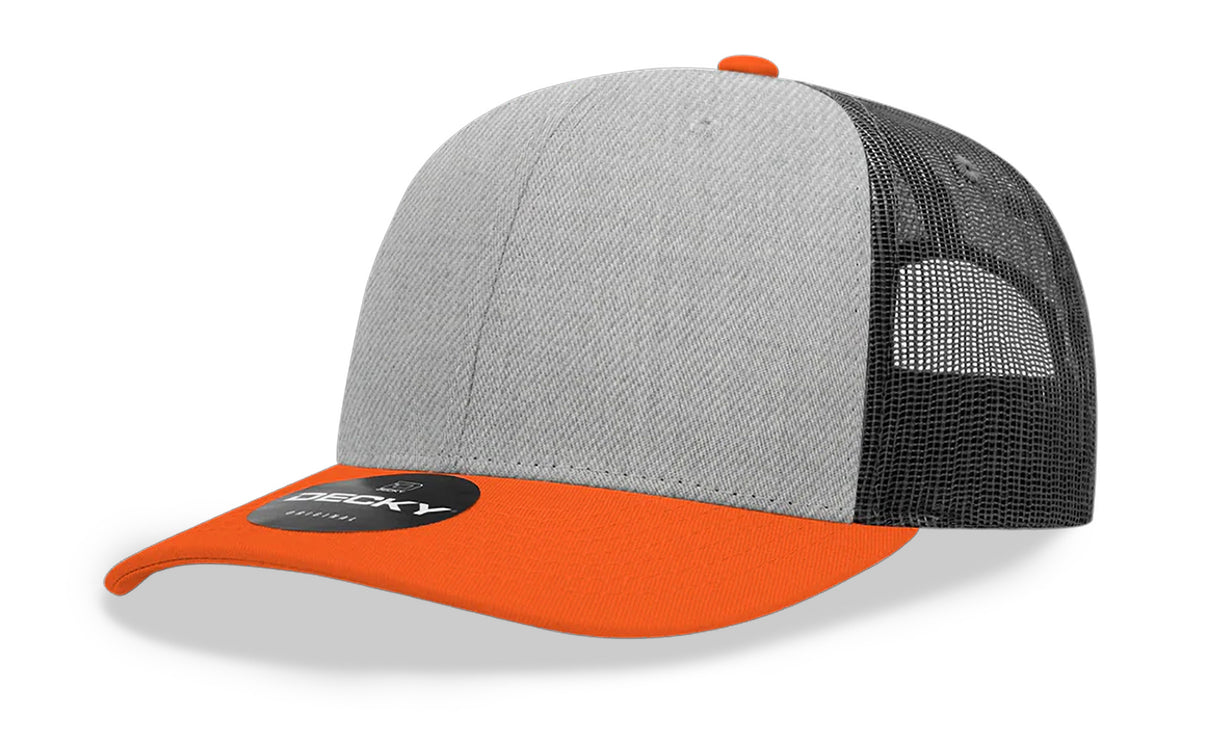 Decky 6 Panel Mid Profile Structured Cotton Blend Trucker | Decky 6021