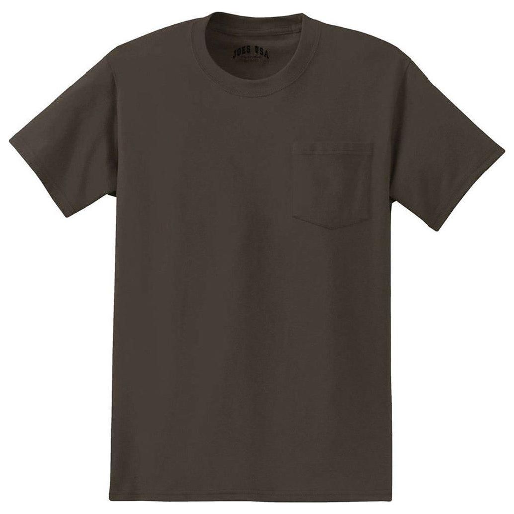 Joe's USA Mens Pocket Tee's 6.1-ounce, 100% Cotton T-Shirts - Brown T-Shirts Joe's USA Brown Small