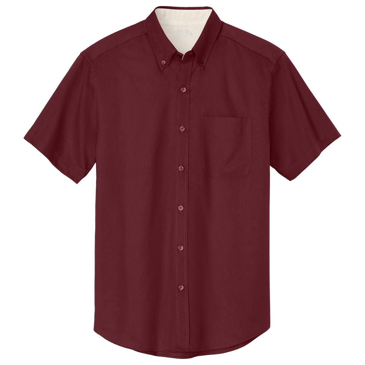 Joe's Men's Short Sleeve Button-Up Shirt - Burgundy / Light Stone Woven Shirts Joe's USA Burgundy / Light Stone Small