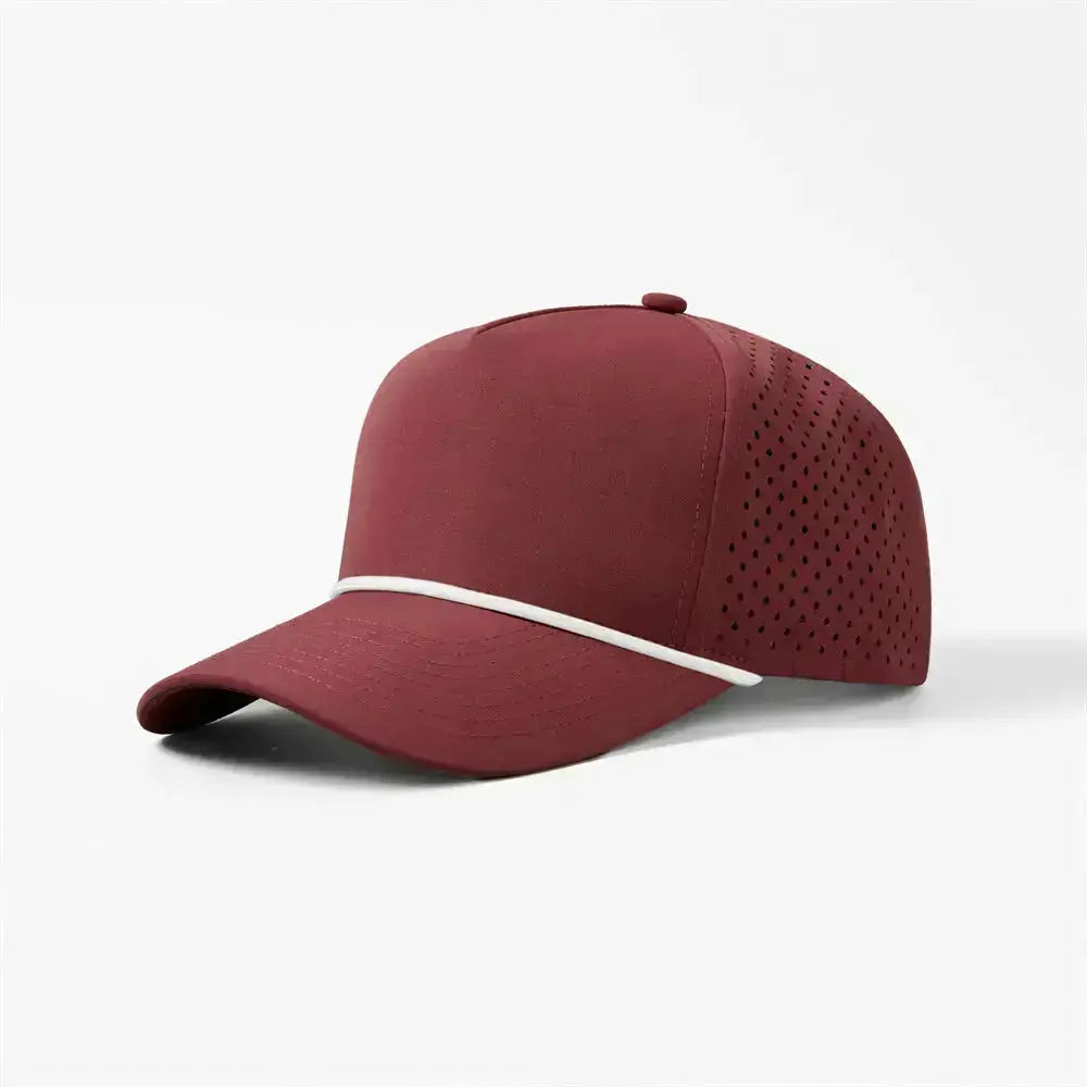 Joe's USA 5-Panel Rope Golf Hat | Water-Repellent Perforated Snapback Cap
