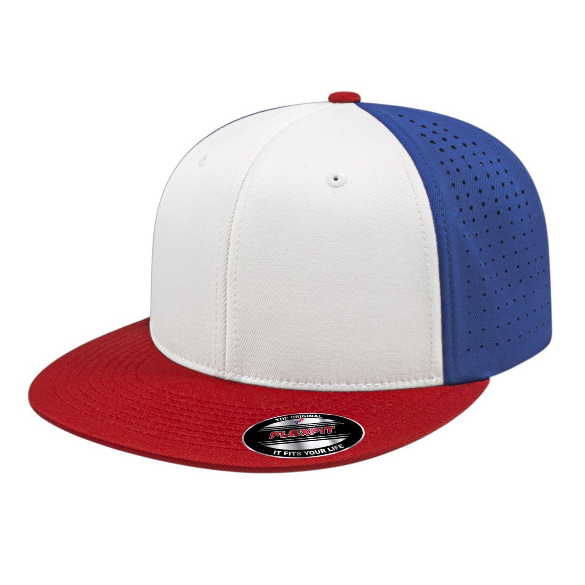 Cap America Flexfit® Perforated Performance Cap i8503 White/Red/Royal S/M Caps