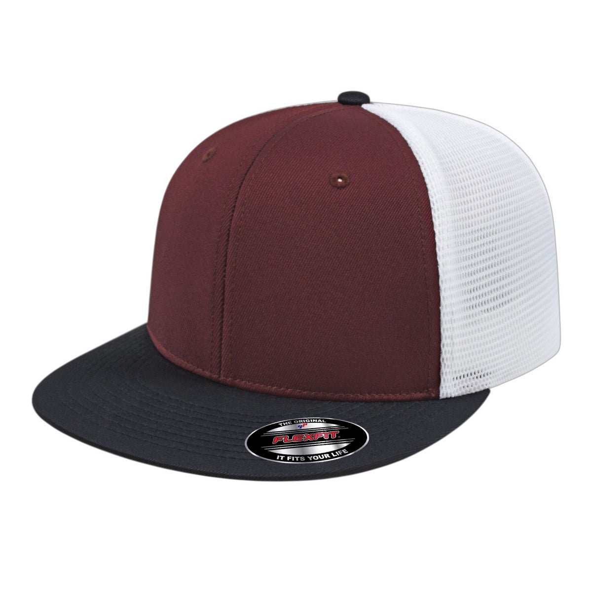 Cap America Flexfit® Performance Trucker Cap i8501 Maroon/Black/White XS Caps