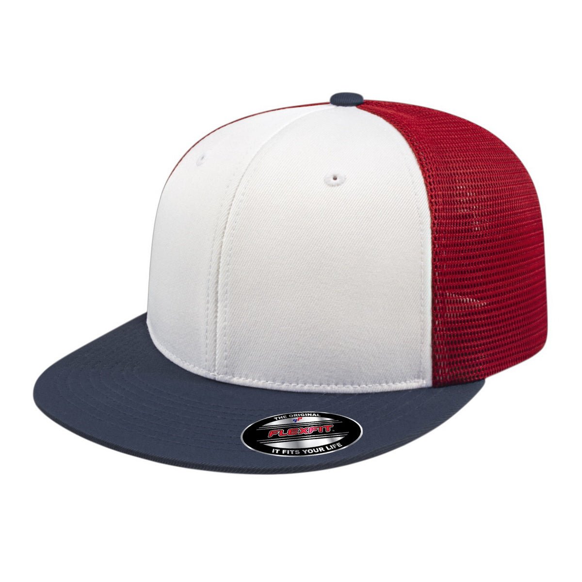 Cap America Flexfit® Performance Trucker Cap i8501 White/Navy/Red L/XL Caps