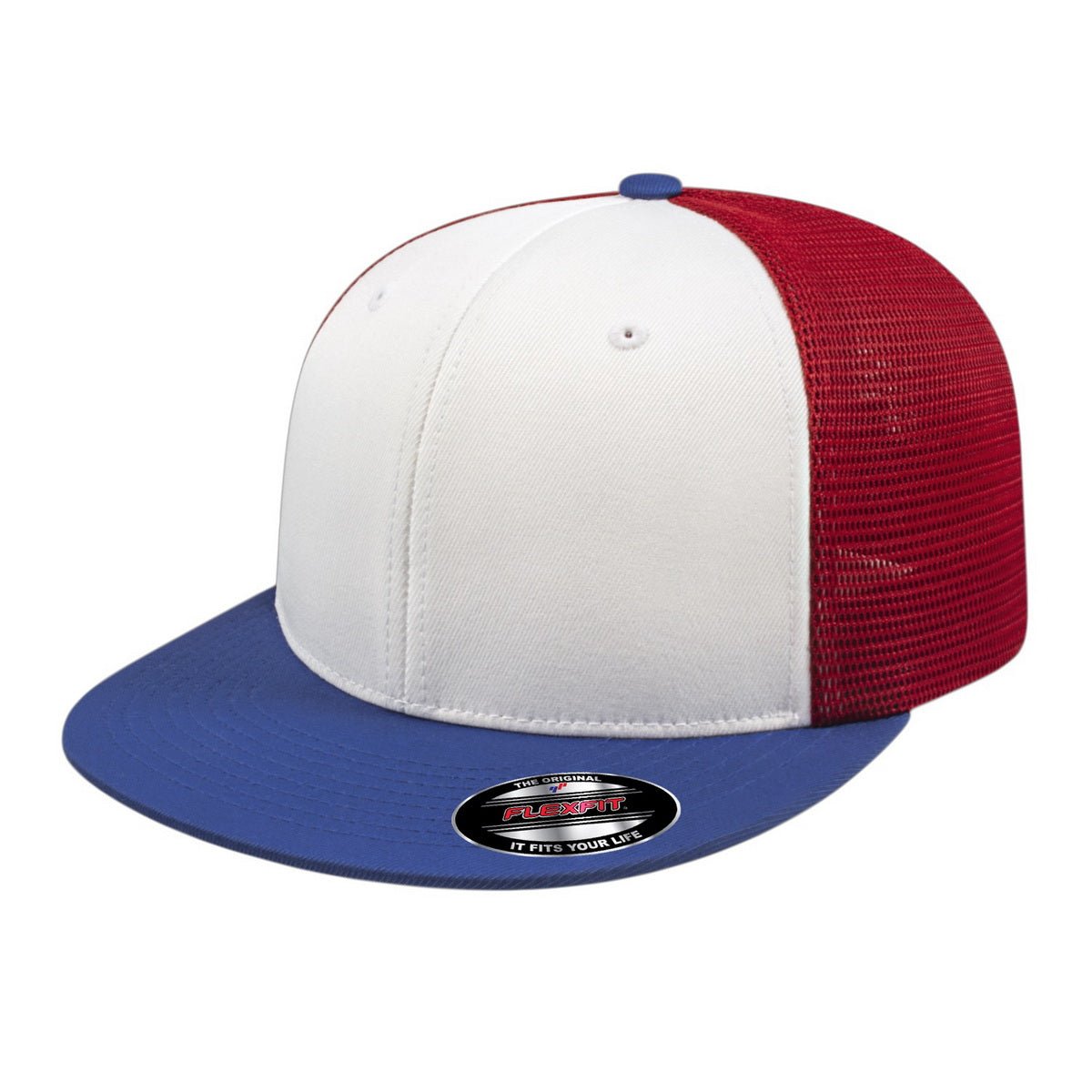 Cap America Flexfit® Performance Trucker Cap i8501 White/Royal/Red L/XL Caps