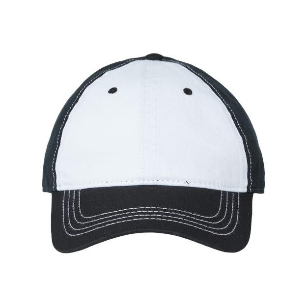 CAP AMERICA Relaxed Golf Dad Hat - CAP AMERICA i1002 White/ Black Adjustable Caps