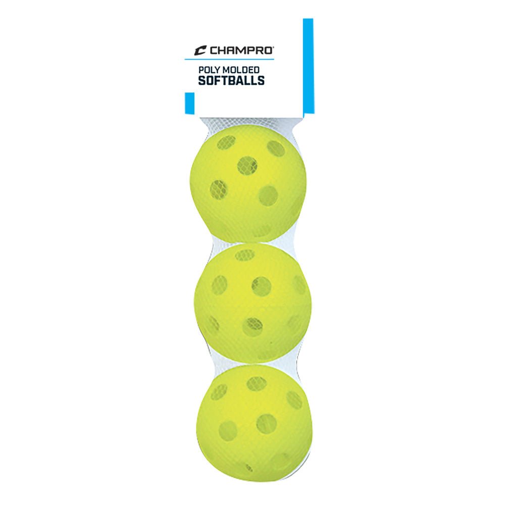 Champro 12\" Poly Balls - 3 Pk Optic Yel | Champro CSB - 51B Standard Standard Baseball & Softball Training Aids