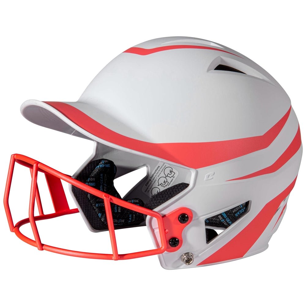 Champro HX Rise Legend Batting Helmet w/Facemask | Champro HXFPM2 CORALORANGE Senior Baseball & Softball Protective Gear