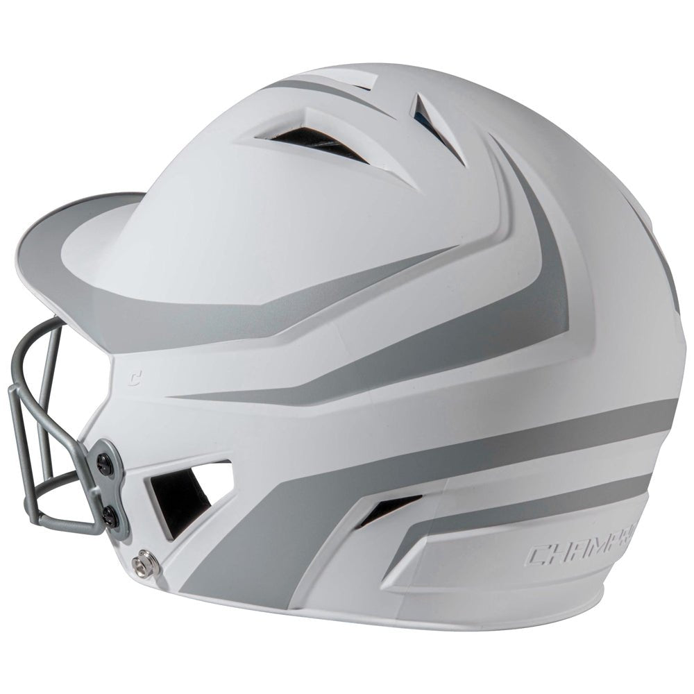 Champro HX Rise Legend Batting Helmet w/Facemask | Champro HXFPM2 SILVER Senior Baseball & Softball Protective Gear