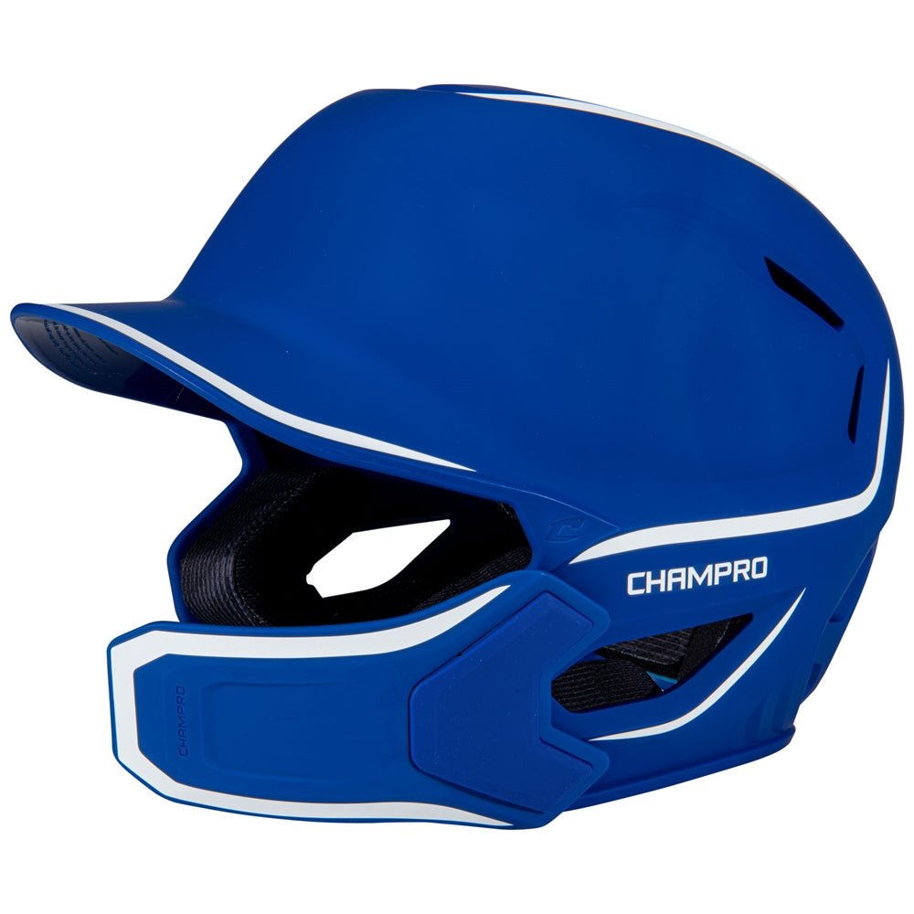 Champro HXE Matte Baseball Helmet w/Jaw Guard | Champro HXEM2JG ROYAL M Baseball Helmets