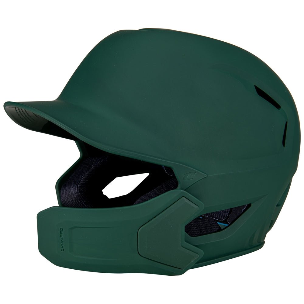 Champro HXE Matte Baseball Helmet w/Jaw Guard | Champro HXEMJG FORESTGREEN M Baseball Helmets