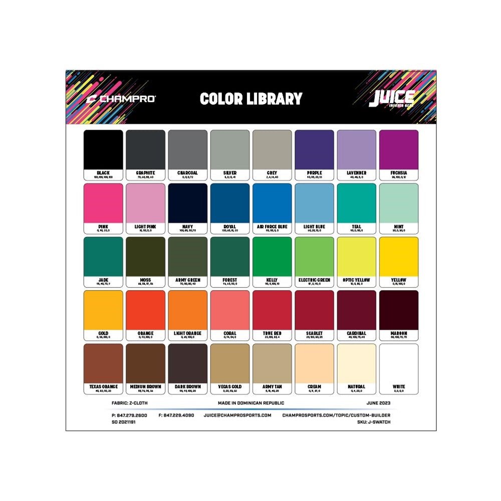 Champro Juice Flavor Guide | Champro J - SWATCH Standard Standard