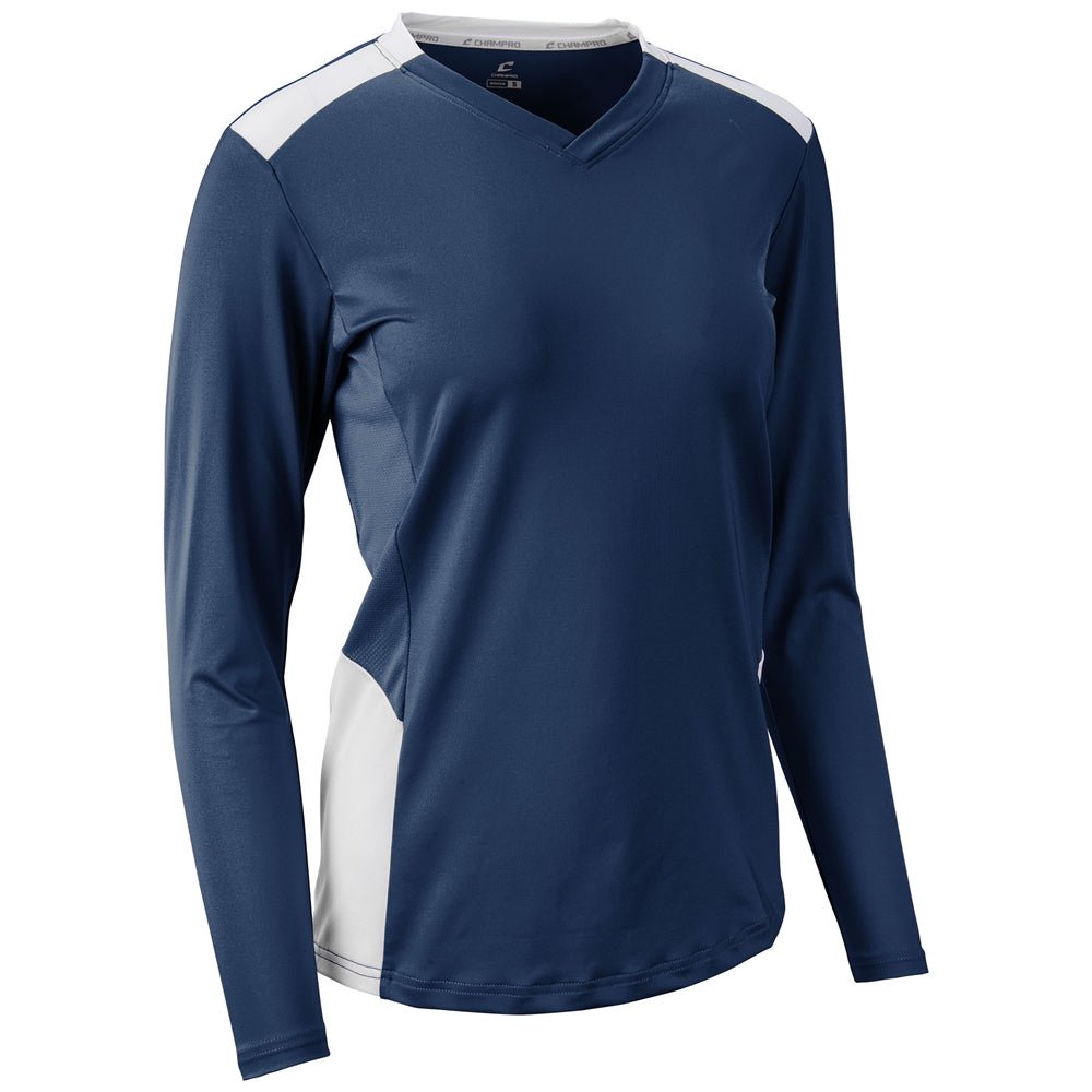 Champro Rally Long Sleeve Volleyball Jersey | Champro VJ10 NAVYWHITE XS Volleyball