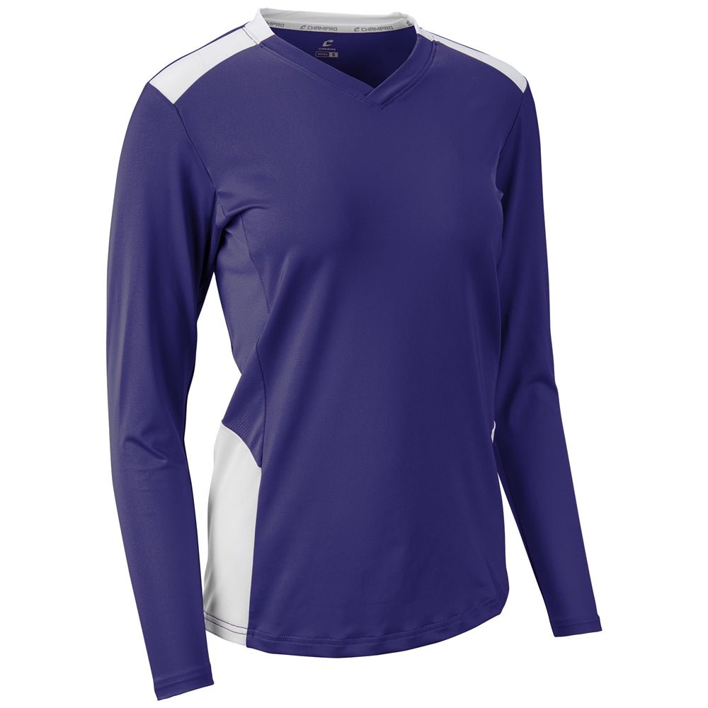 Champro Rally Long Sleeve Volleyball Jersey | Champro VJ10 PURPLEWHITE XS Volleyball