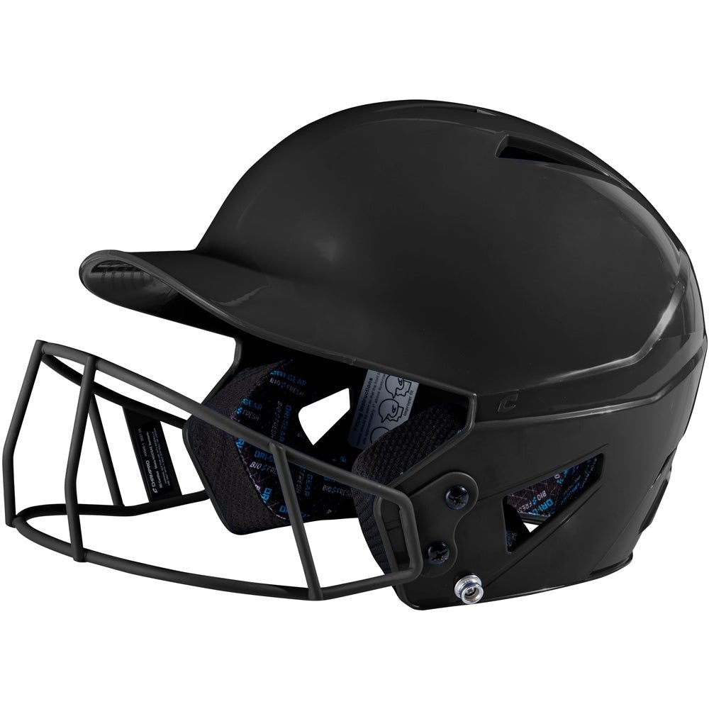 Champro Uncoated HX Softball Helmet w/Mask | Champro HXFPU BLACK Standard Baseball & Softball Protective Gear